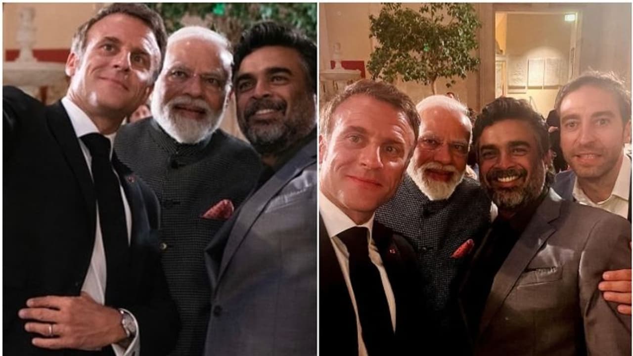 ಫ್ರಾನ್ಸ್ ಅಧ್ಯಕ್ಷರ ಸೆಲ್ಫಿಗೆ ಮೋದಿ ಜೊತೆ ಪೋಸ್ ನೀಡಿದ ಆರ್ ಮಾಧವನ್: 'ಮ್ಯಾಡಿ ವಿತ್ ಮೋದಿ' ಎಂದ ಫ್ಯಾನ್ಸ್ 