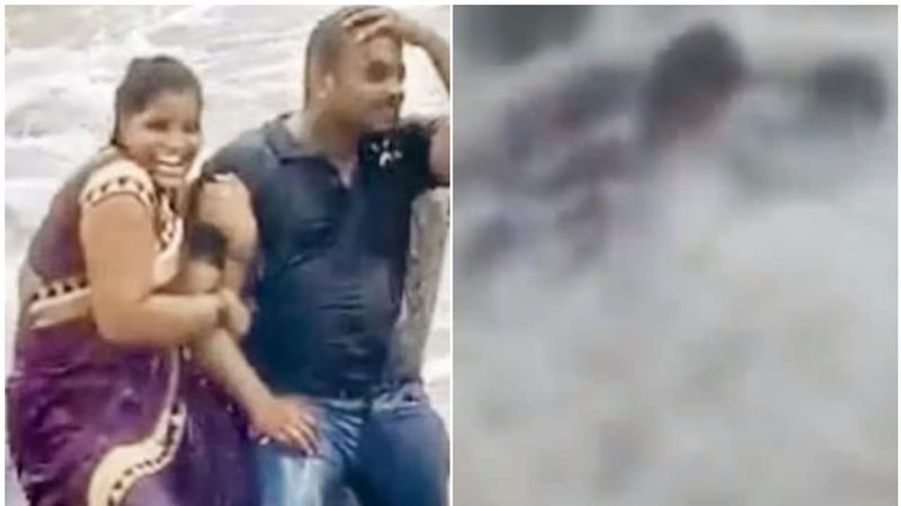 ഭർത്താവിന്റെ തോളിൽ പിടിച്ച് പാറയിലിരിക്കെ ആഞ്ഞടിച്ച് തിരമാല; മക്കൾ നോക്കിനിൽക്കേ യുവതിയെ കാണാതായി, വീഡിയോ