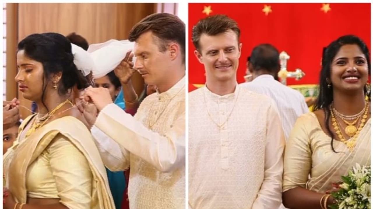 മൂന്നു വർഷത്തെ പ്രണയം; കൂത്താട്ടുകുളം സ്വദേശി റിനുവിന് വരനായി ഫ്രഞ്ചുകാരൻ തിയോ...