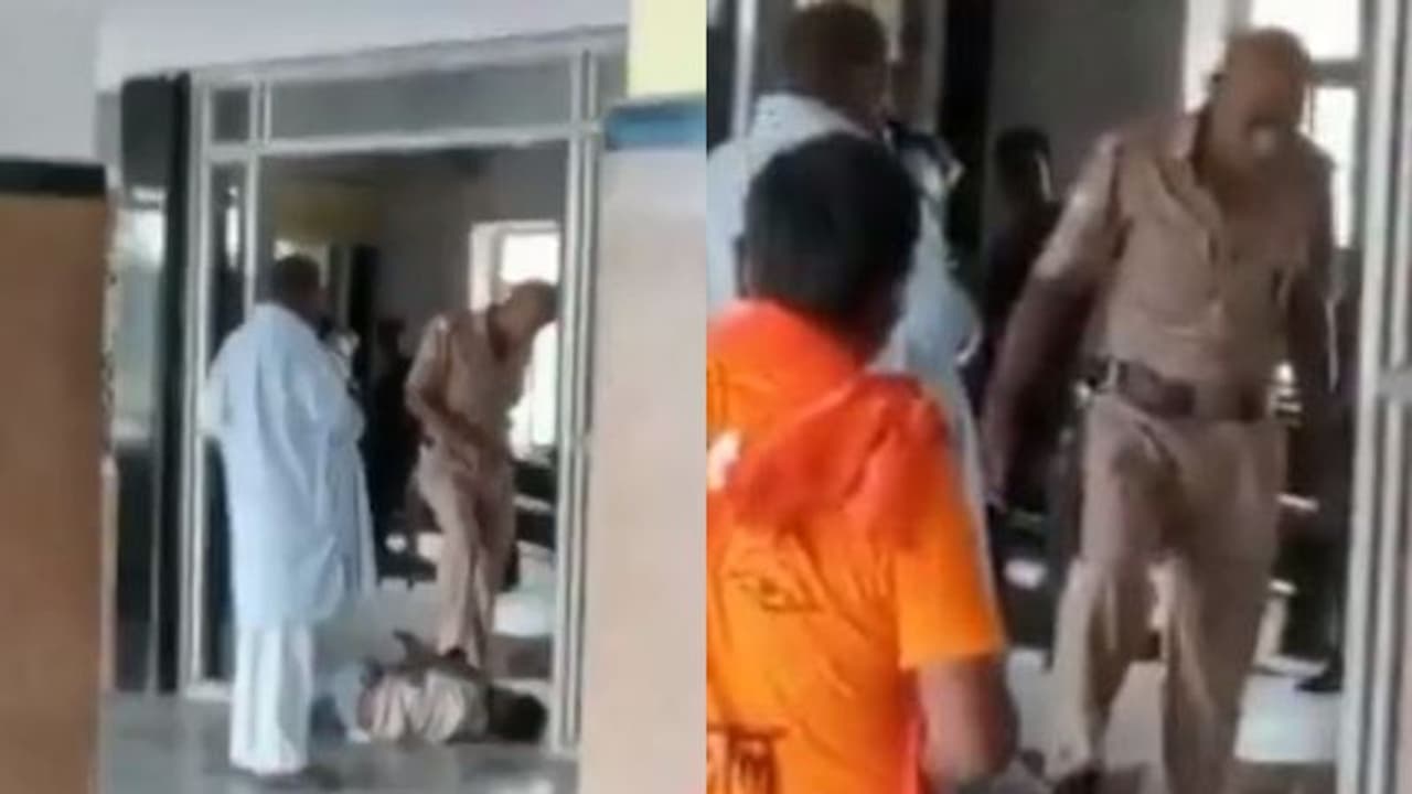 பிளாட்பாரத்தில் தூங்கிய சிறுவனை பூட்ஸ் காலால் உதைத்து எழுப்பிய ரயில்வே போலீஸ்!