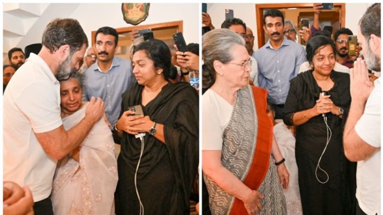 Sonia Gandhi, Rahul Gandhi pay last respects to former Kerala CM Oommen Chandy in Bengaluru Sonia Gandhi, Rahul Gandhi pay last respects to former Kerala CM Oommen Chandy in Bengaluru