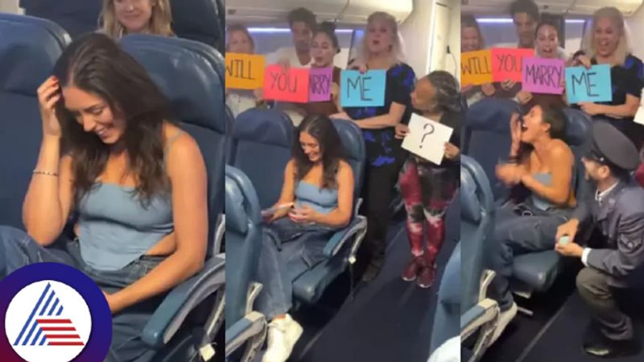 ವಿಮಾನದಲ್ಲಿ ಸರ್ಪ್ರೈಸ್ ಆಗಿ ಗೆಳತಿಗೆ ಪ್ರಪೋಸ್ ಮಾಡಿದ ಪೈಲೆಟ್, ವಿಡಿಯೋ ವೈರಲ್ ವಿಮಾನದಲ್ಲಿ ಸರ್ಪ್ರೈಸ್ ಆಗಿ ಗೆಳತಿಗೆ ಪ್ರಪೋಸ್ ಮಾಡಿದ ಪೈಲೆಟ್, ವಿಡಿಯೋ ವೈರಲ್