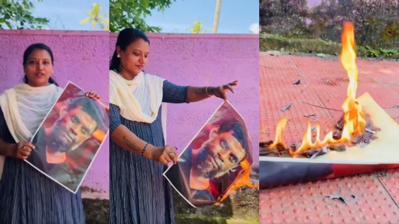 'കേസ് വന്നാൽ ജയിലിൽ കിടക്കും'; വിനായകന്റെ ചിത്രം കത്തിച്ച് കോൺ​ഗ്രസ് പ്രവർത്തക വീഡിയോ