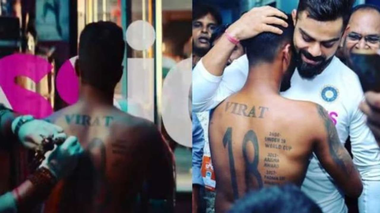 கோலியின் உருவத்தை உடல் முழுவதும் டாட்டூவாக போட்டுக் கொண்ட ரசிகர்: வைரலாகும் உலகக் கோப்பை புரோமோ வீடியோ! கோலியின் உருவத்தை உடல் முழுவதும் டாட்டூவாக போட்டுக் கொண்ட ரசிகர்: வைரலாகும் உலகக் கோப்பை புரோமோ வீடியோ!