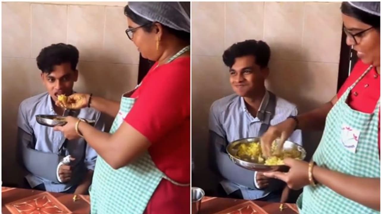 ചോറുണ്ണാൻ സ്പൂൺ ചോദിച്ചു, പരിക്കേറ്റ വിദ്യാർഥിക്ക് ചോറ് വാരിക്കൊടുത്ത് സുമതിച്ചേച്ചി; അഭിനന്ദനവുമായി മന്ത്രി