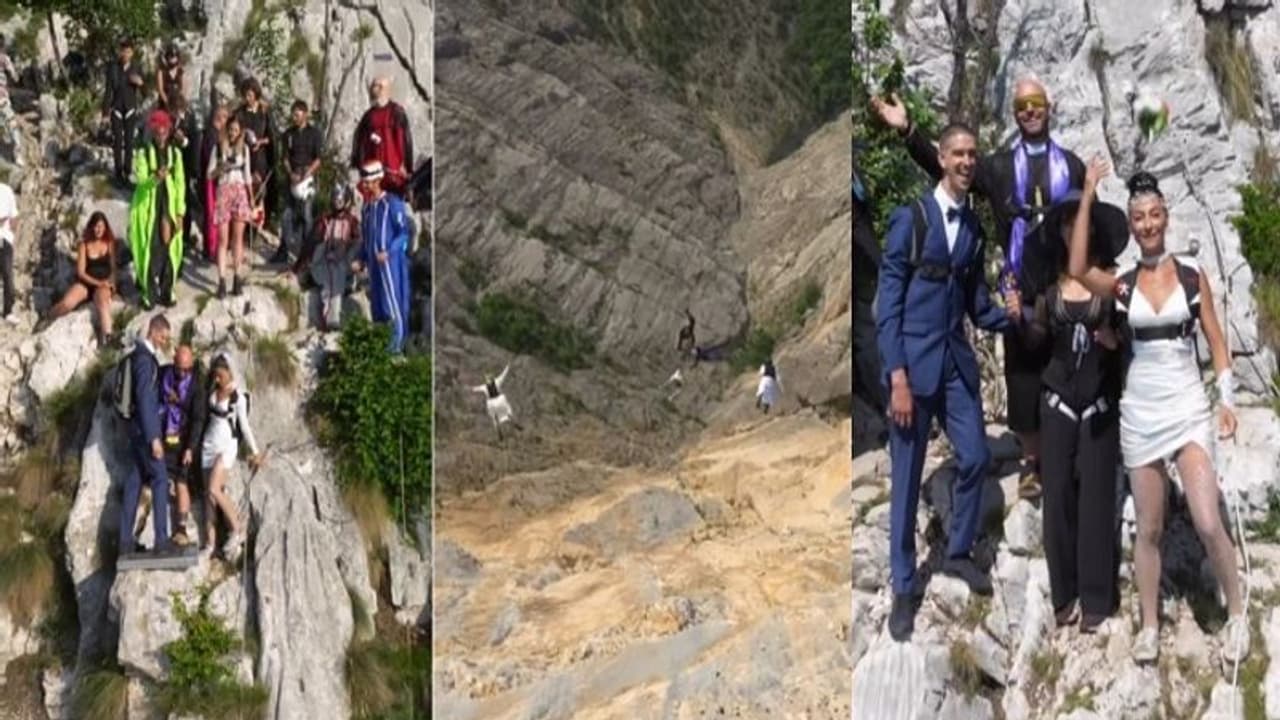 ఇదెక్కడి విచిత్రంరా మావా.. అతిథులతో పాటు వధూవరుల స్కైడైవింగ్.. వీడియో వైరల్.. ఇదెక్కడి విచిత్రంరా మావా.. అతిథులతో పాటు వధూవరుల స్కైడైవింగ్.. వీడియో వైరల్..