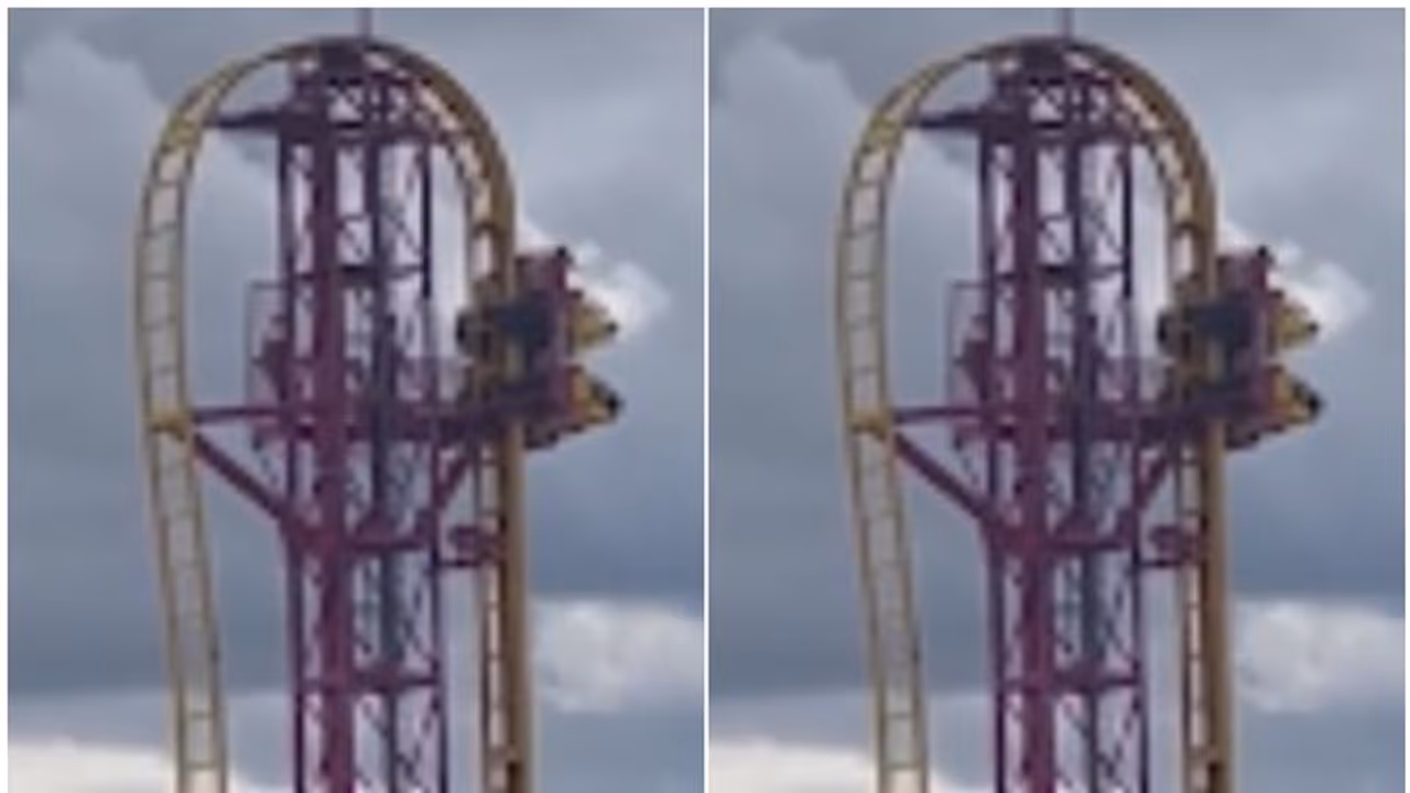 റോളര്‍കോസ്റ്ററില്‍ കുടുങ്ങി തലകീഴായി തൂങ്ങിക്കിടന്ന് ആളുകള്‍, ഞെട്ടിക്കുന്ന വീഡിയോ; സംഭവം ഇങ്ങനെ...