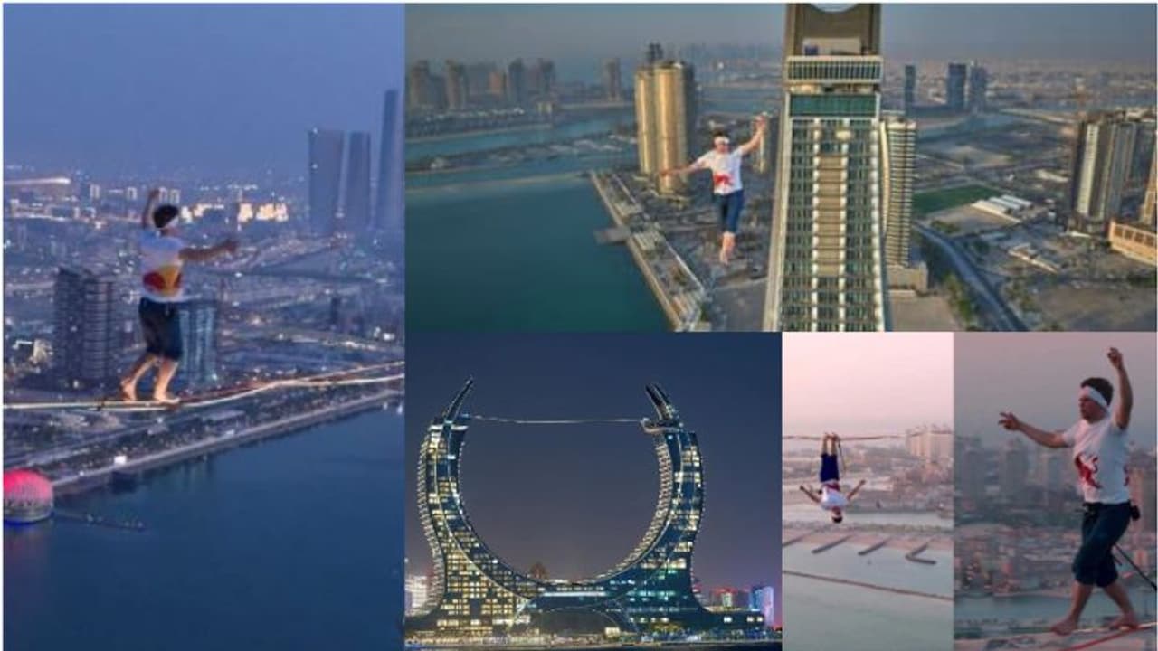 ലോകം ശ്വാസമടക്കി, ജാന് റൂസ് 'കൂളായി' നടന്നുകയറി; ഏറ്റവും നീളമേറിയ എല്ഇഡി സ്ലാക്ലൈനിലെ 'റെക്കോര്ഡ് നടത്തം' ലോകം ശ്വാസമടക്കി, ജാന് റൂസ് 'കൂളായി' നടന്നുകയറി; ഏറ്റവും നീളമേറിയ എല്ഇഡി സ്ലാക്ലൈനിലെ 'റെക്കോര്ഡ് നടത്തം'