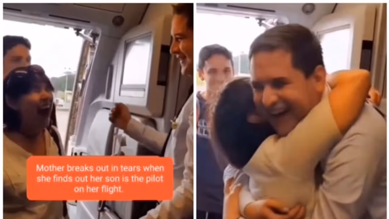 വിമാനം പറത്തുന്നത് മകനാണെന്ന് അറിഞ്ഞപ്പോള്‍ സന്തോഷം കൊണ്ട് നിലവിളിക്കുന്ന അമ്മയുടെ വീഡിയോ വൈറല്‍ !