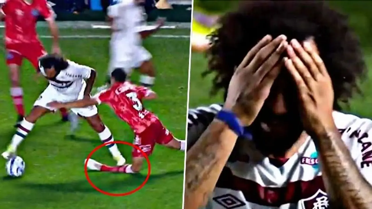 Copa Libertadores: Marcelo in tears after tackle breaks Luciano Sanchez's leg into two (WATCH) Copa Libertadores: Marcelo in tears after tackle breaks Luciano Sanchez's leg into two (WATCH)