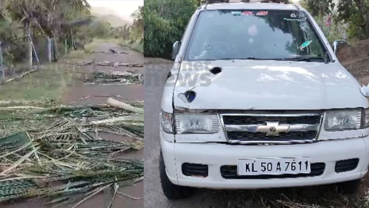 കാർ കൊമ്പിൽ കോർത്ത് ഉയർത്തി ഒറ്റയാൻ; ബോണറ്റ് തകര്‍ത്തു, നടുക്കം മാറാതെ മയിലാത്തയും പേരക്കുട്ടികളും