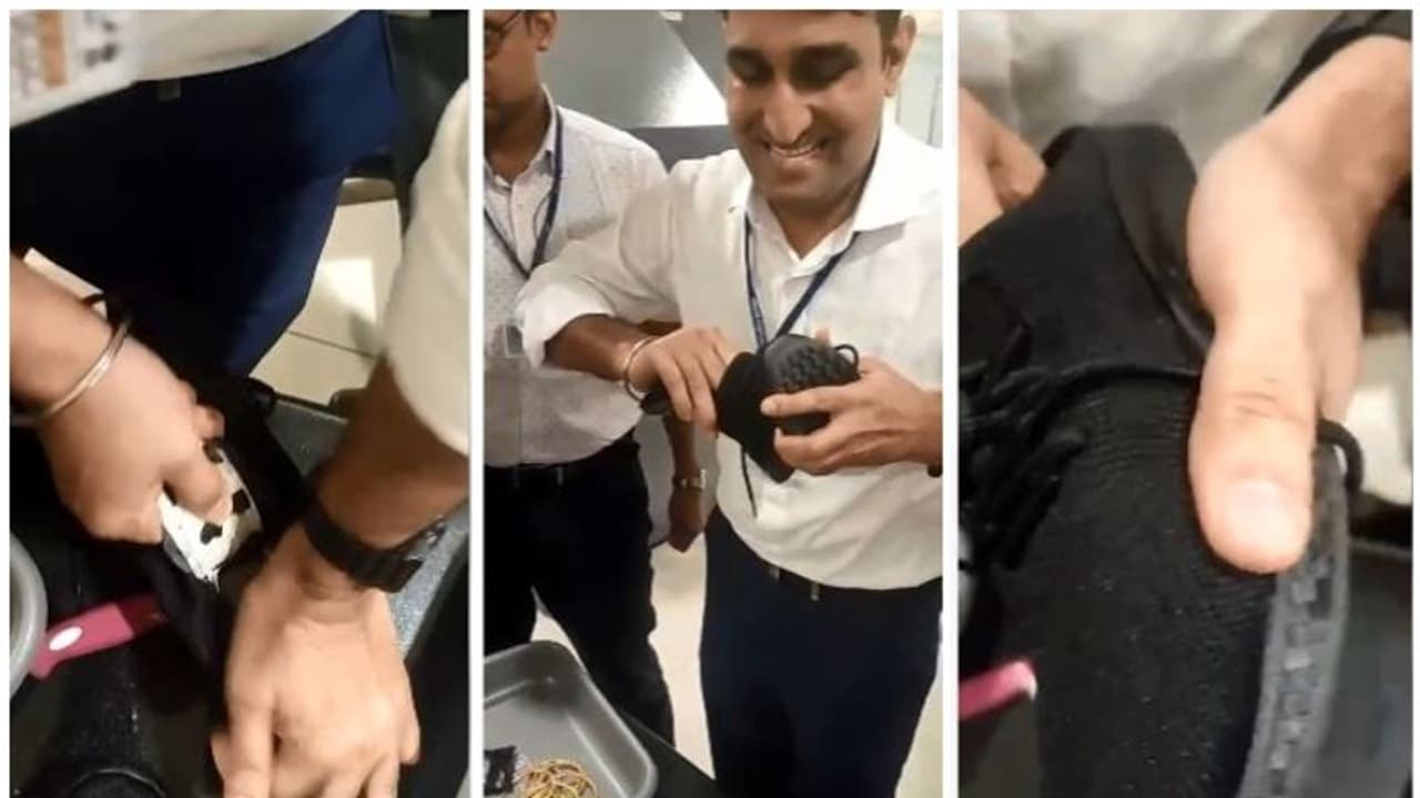 അമ്മ മരിച്ചെന്ന് പറഞ്ഞ് പരിശോധന ഒഴിവാക്കി, യുവതിയുടെ നടത്തത്തിൽ സംശയം തോന്നി; ഷൂസ് അഴിപ്പിച്ചപ്പോൾ കണ്ടത്!