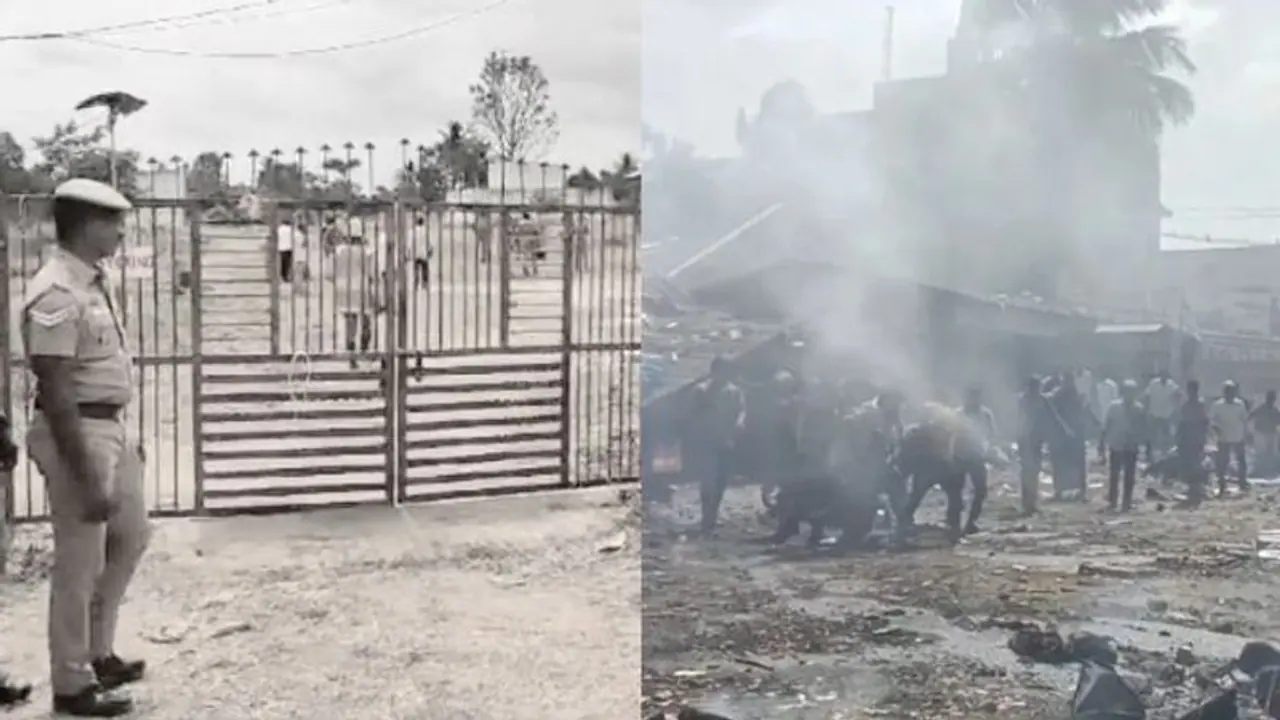 அரசு அதிகாரிகள் பட்டாசு குடோனில் ஆய்வு.. காத்திருந்த அதிர்ச்சி.! திடீர் வெடி விபத்து பரபரப்பு அரசு அதிகாரிகள் பட்டாசு குடோனில் ஆய்வு.. காத்திருந்த அதிர்ச்சி.! திடீர் வெடி விபத்து பரபரப்பு