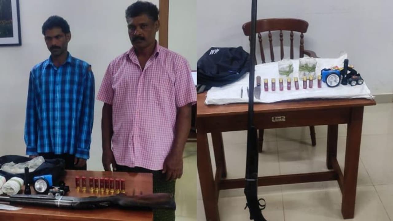 2 പേര് വേട്ടക്കിറങ്ങിയെന്ന് രഹസ്യവിവരം; കാവലിരുന്ന് കൈയ്യോടെ പൊക്കി വനംവകുപ്പ് 2 പേര് വേട്ടക്കിറങ്ങിയെന്ന് രഹസ്യവിവരം; കാവലിരുന്ന് കൈയ്യോടെ പൊക്കി വനംവകുപ്പ്