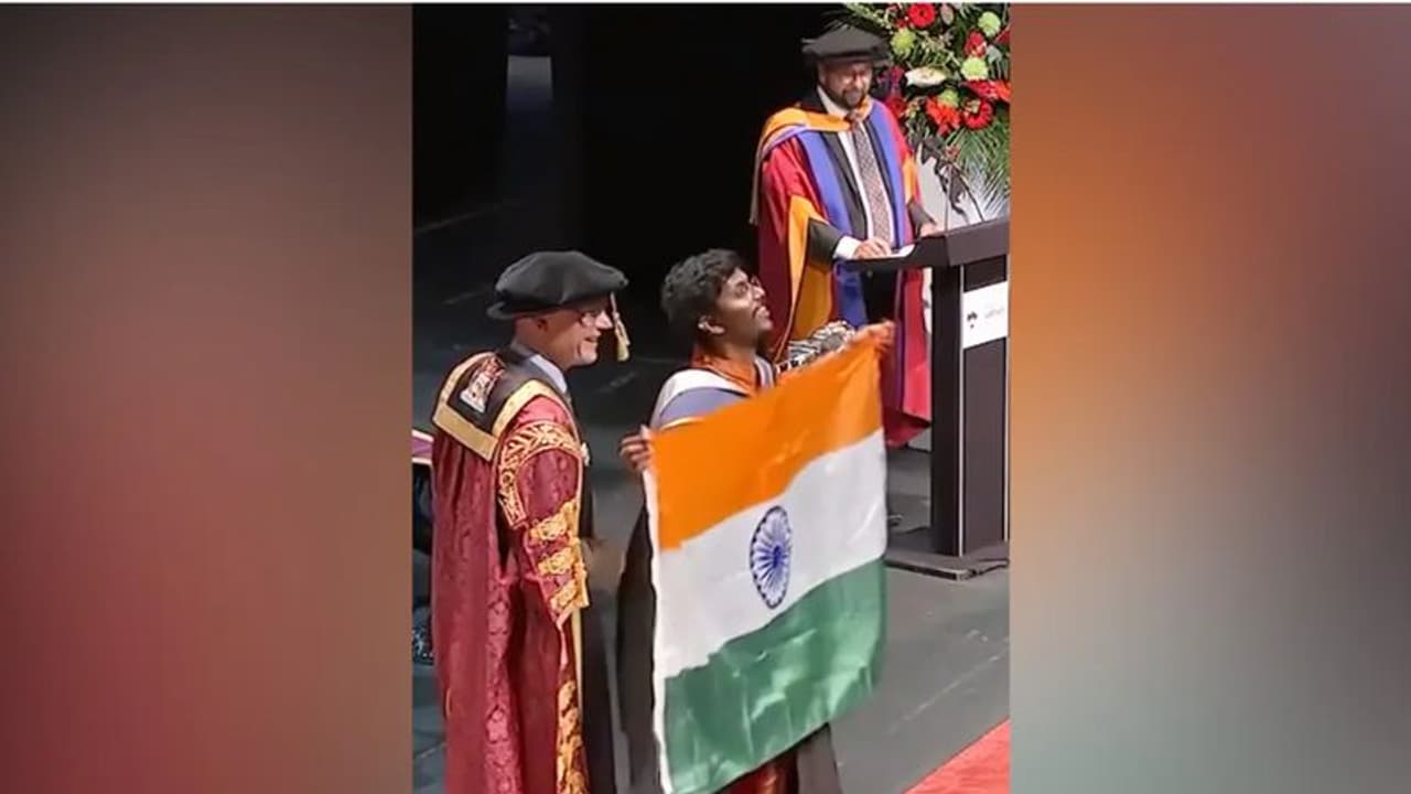WATCH: Student's unfurling of Indian Flag at graduation ceremony abroad gives internet users goosebumps