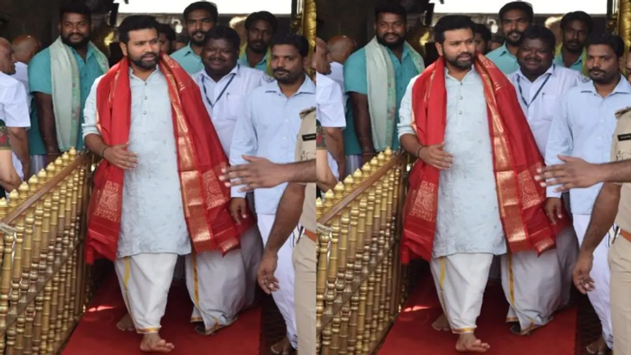 வேஷ்டி குர்தாவில் சென்று குடும்பத்தோடு ஏழுமலையானை தரிசனம் செய்த ரோகித் சர்மா! வேஷ்டி குர்தாவில் சென்று குடும்பத்தோடு ஏழுமலையானை தரிசனம் செய்த ரோகித் சர்மா!