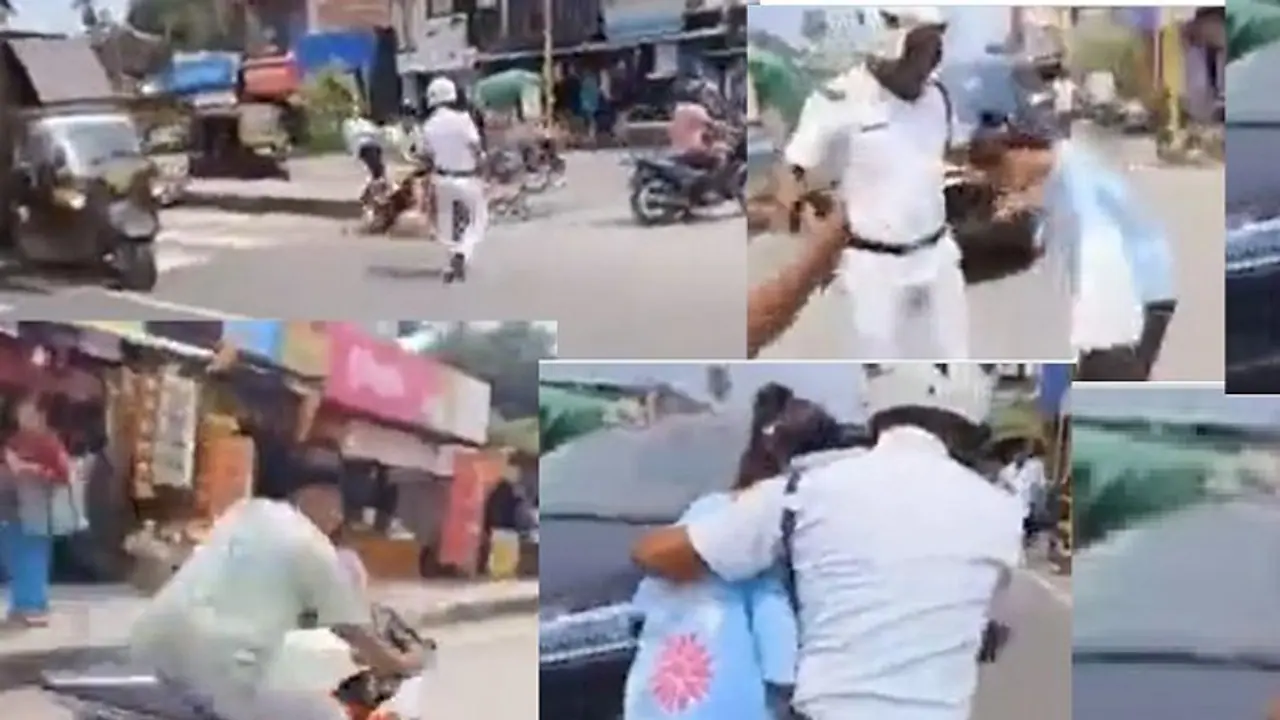 ಪೊಲೀಸರ ಚಲನ್ ತಪ್ಪಿಸಲು ಗರ್ಲ್‌ಫ್ರೆಂಡ್‌ನನ್ನೇ ಕೆಳಕ್ಕೆ ಬೀಳಿಸಿ ಪರಾರಿಯಾದ ಬೈಕರ್, ವಿಡಿಯೋ ವೈರಲ್!