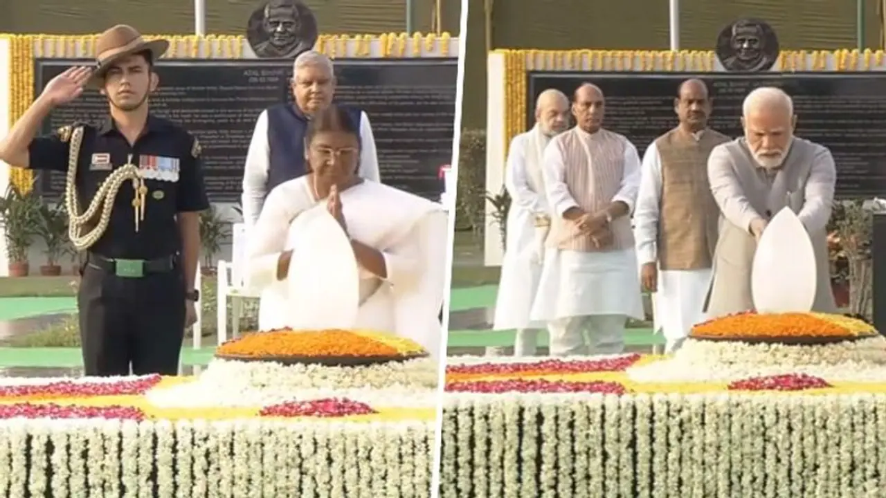 PM Modi, NDA leaders pay respects to Atal Bihari Vajpayee on his death anniversary PM Modi, NDA leaders pay respects to Atal Bihari Vajpayee on his death anniversary
