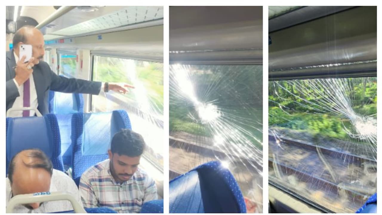 ട്രെയിനുകൾക്ക് നേരെ കല്ലേറുകൾ തുടർക്കഥയാവുന്നു; കണ്ണൂരിൽ വന്ദേഭാരതിന് നേരെ കല്ലേറ്, ചില്ലുകൾ തകർന്നു ട്രെയിനുകൾക്ക് നേരെ കല്ലേറുകൾ തുടർക്കഥയാവുന്നു; കണ്ണൂരിൽ വന്ദേഭാരതിന് നേരെ കല്ലേറ്, ചില്ലുകൾ തകർന്നു