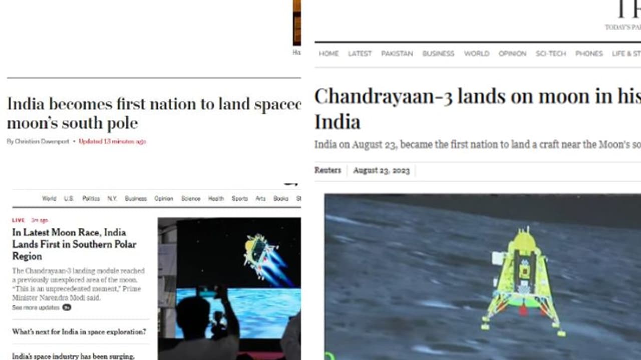 ചന്ദ്രയാൻ 3 വിജയം: വൻ പ്രാധാന്യം നൽകി വിദേശ മാധ്യമങ്ങൾ, പാക് മാധ്യമങ്ങളിൽ നാമമാത്രം! ചന്ദ്രയാൻ 3 വിജയം: വൻ പ്രാധാന്യം നൽകി വിദേശ മാധ്യമങ്ങൾ, പാക് മാധ്യമങ്ങളിൽ നാമമാത്രം!