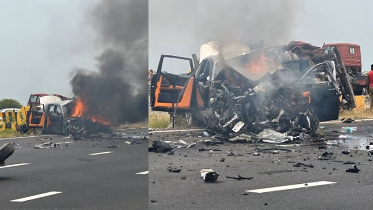 യു ടേണ് എടുക്കുകയായിരുന്ന ടാങ്കറിലേക്ക് പാഞ്ഞുകയറിയ റോള്സ് റോയിസ് കത്തിയമര്ന്നു, രണ്ട് മരണം യു ടേണ് എടുക്കുകയായിരുന്ന ടാങ്കറിലേക്ക് പാഞ്ഞുകയറിയ റോള്സ് റോയിസ് കത്തിയമര്ന്നു, രണ്ട് മരണം