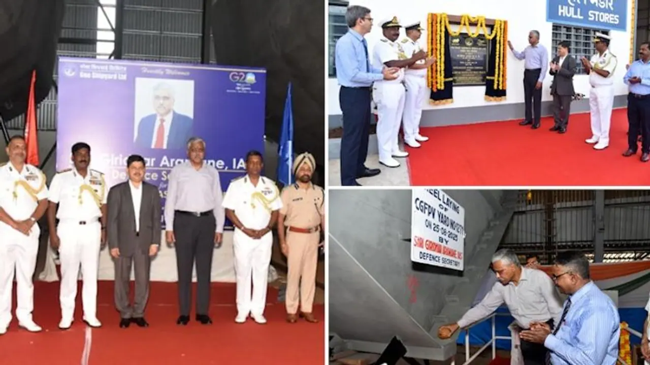 Defence Secretary lays keel of four Fast Patrol vessels for Indian Coast Guard at GSL Defence Secretary lays keel of four Fast Patrol vessels for Indian Coast Guard at GSL