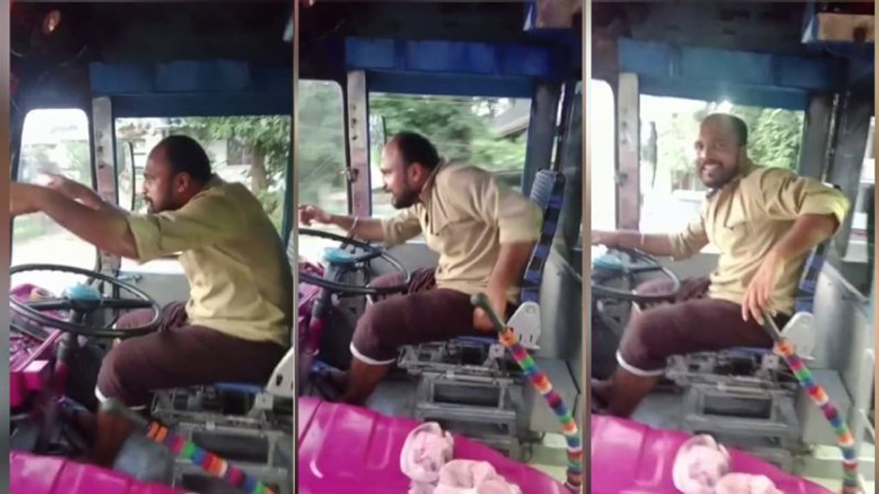 സ്റ്റിയറിങ്ങിൽ നിന്ന് കൈകൾ മുകളിലേക്ക്, ഇടക്ക് പാട്ടിന് താളം പിടി, അപകടകരമായ രീതിയിൽ ബസ് ഡ്രൈവിംഗ്
