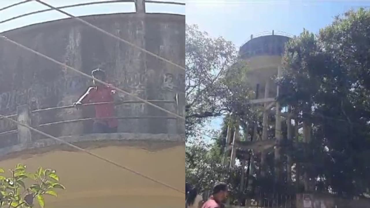 വാർഡിലേക്ക് കുടിവെള്ളമില്ല, വാട്ടർ ടാങ്കിന് മുകളിൽ കയറി പഞ്ചായത്ത് മെമ്പറുടെ ആത്മഹത്യാ ഭീഷണി