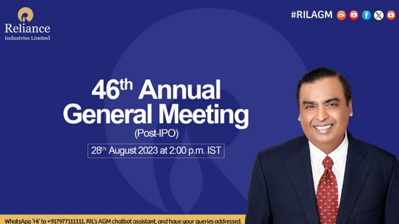 Reliance AGM 2023: నేడు మధ్యాహ్నం 2 గంటలకు రిలయన్స్ ఏజీఎం...లైవ్ ప్రసారం చూడాలంటే ఇక్కడ క్లిక్ చేసి చూడండి.. Reliance AGM 2023: నేడు మధ్యాహ్నం 2 గంటలకు రిలయన్స్ ఏజీఎం...లైవ్ ప్రసారం చూడాలంటే ఇక్కడ క్లిక్ చేసి చూడండి..