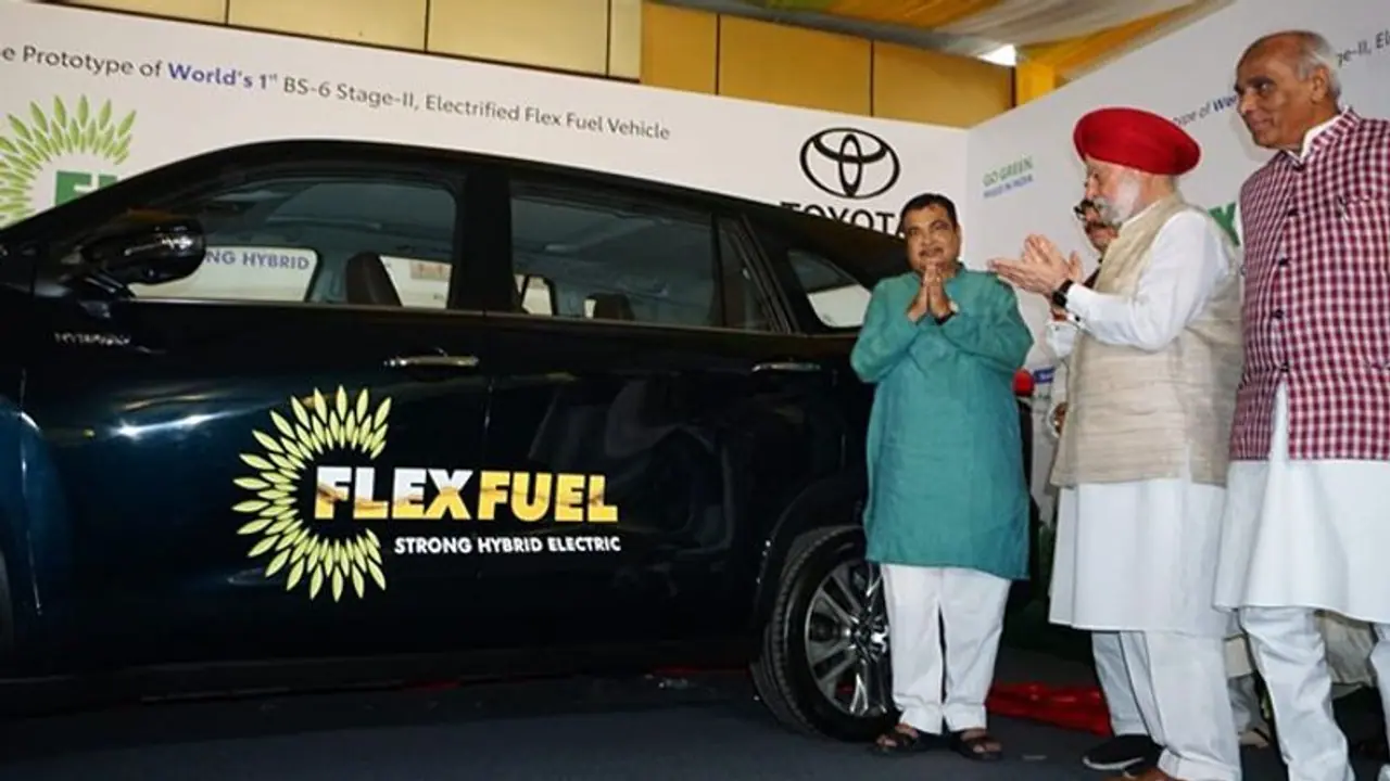 Nitin Gadkari unveils world's 1st prototype of BS 6 ‘Electrified Flex Fuel Vehicle'