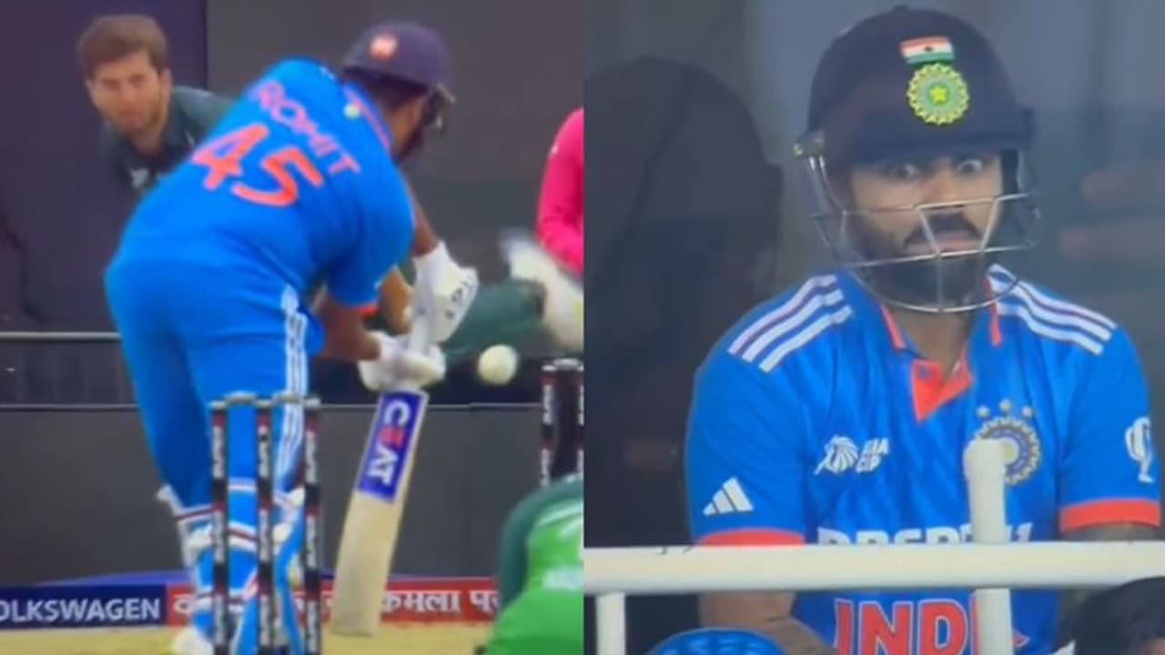  ഷഹീൻ അഫ്രീദിയുടെ ഔട് സ്വിംഗർ കണ്ട് കണ്ണുതള്ളി കോലി, പിന്നാലെ ഇൻസ്വിംഗറിൽ രോഹിത് ക്ലീൻ ബൗള്‍ഡ് വീഡിയോ