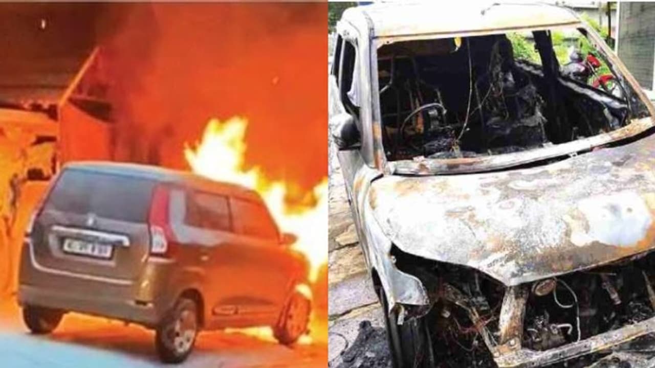 മരണ വീട്ടിലേക്കുള്ള യാത്രക്കിടെ എൻജിനിൽ തീയും പുകയും, കത്തിയമർന്ന് കാർ, യാത്രക്കാര് രക്ഷപ്പെട്ടത് തലനാരിഴക്ക് മരണ വീട്ടിലേക്കുള്ള യാത്രക്കിടെ എൻജിനിൽ തീയും പുകയും, കത്തിയമർന്ന് കാർ, യാത്രക്കാര് രക്ഷപ്പെട്ടത് തലനാരിഴക്ക്