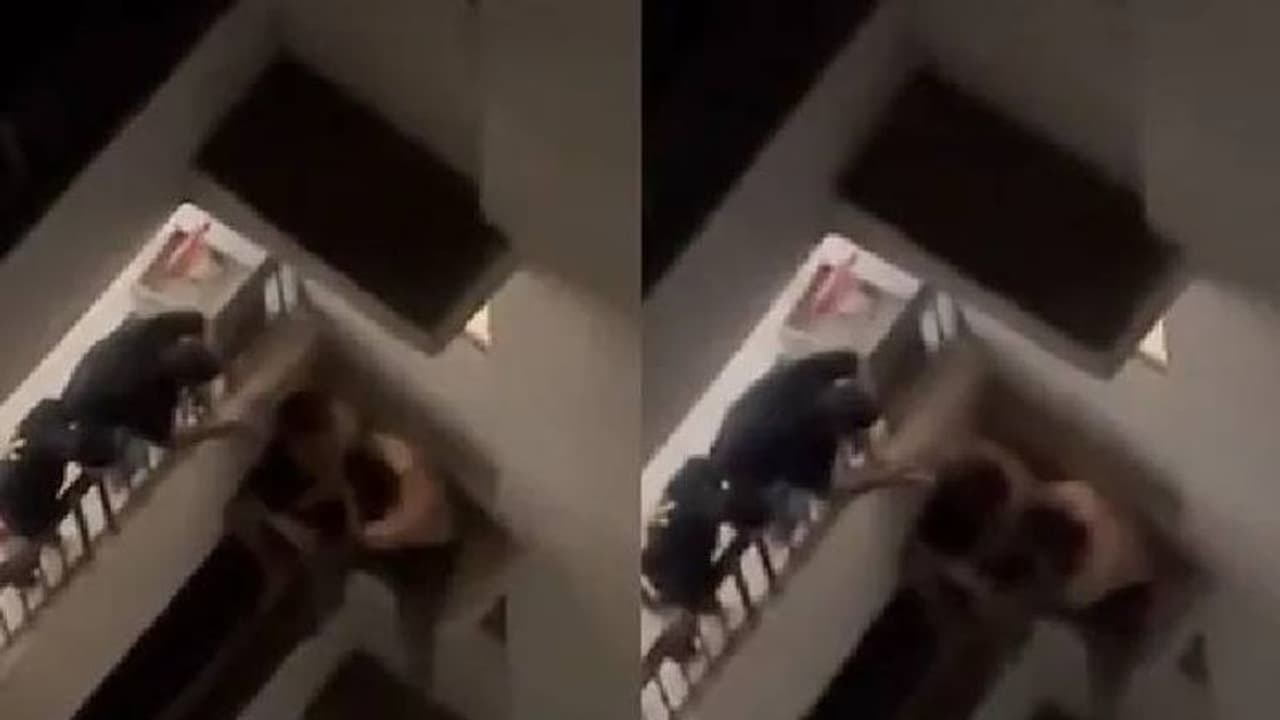 മദ്യപിച്ച് ബോധം നശിച്ചു, അഞ്ചാം നിലയുടെ സൺഷേഡിൽ കയറി യുവാക്കളുടെ അഭ്യാസപ്രകടനം