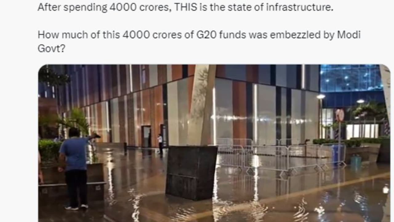 വെള്ളത്തില് അടി; ജി20 വേദിയിലെ വെള്ളക്കെട്ടിന് രൂക്ഷ വിമര്ശനം, വീഡിയോ പൊലിപ്പിച്ചുകാട്ടിയത് എന്ന് കേന്ദ്രം വെള്ളത്തില് അടി; ജി20 വേദിയിലെ വെള്ളക്കെട്ടിന് രൂക്ഷ വിമര്ശനം, വീഡിയോ പൊലിപ്പിച്ചുകാട്ടിയത് എന്ന് കേന്ദ്രം