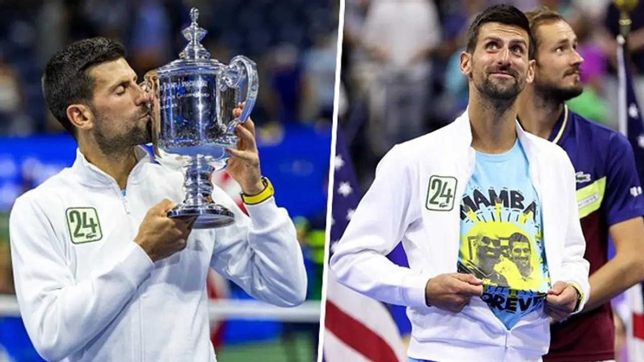 24 and counting: Djokovic explains 'Mamba Forever' tribute to Kobe Bryant after US Open 2023 win   WATCH