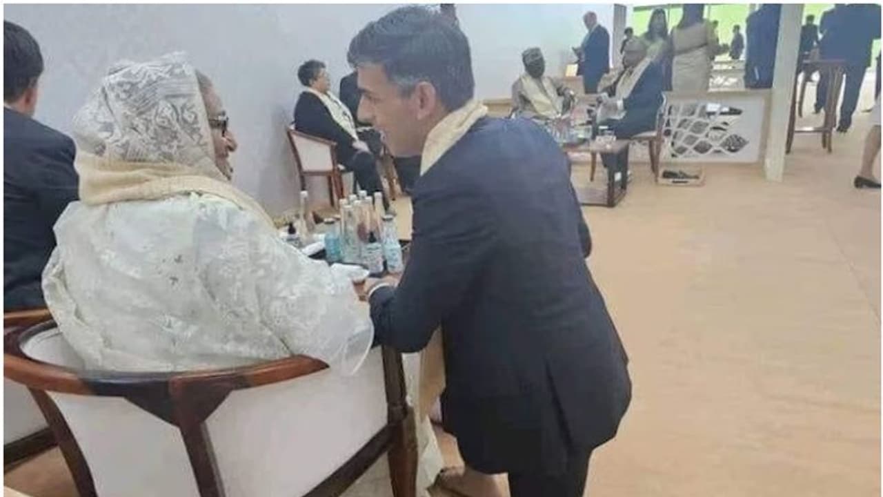 ഇന്ത്യയിൽ വച്ച് ബംഗ്ലാദേശ് പ്രധാനമന്ത്രിയെ കണ്ട ഋഷി സുനക് ചെയ്തത്! അത്രമേൽ വൈറലായൊരു ചിത്രം