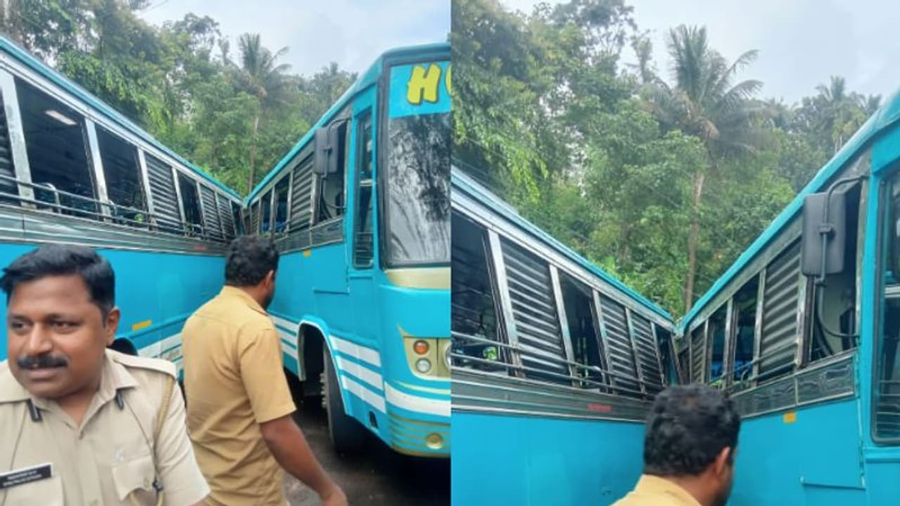 തോപ്രാംകുടിയിൽ നിന്ന് ഏയ്ഞ്ചൽ, എതിരെ മറ്റൊരു ബസ്; സഡൻ ബ്രേക്കിട്ടെങ്കിലും കൂട്ടിയിടിച്ചു, 29 പേർക്ക് പരിക്ക്