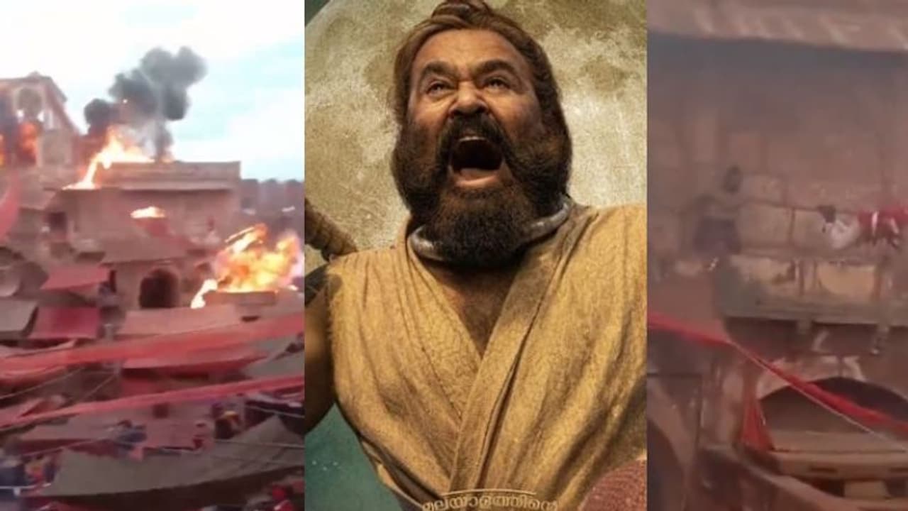 കൂറ്റൻ സെറ്റ്, ചുറ്റും തീയും പുകയും വെടിയൊച്ചകളും; 'വാലിബൻ' ലൊക്കേഷൻ വീഡിയോ ലീക്കായി