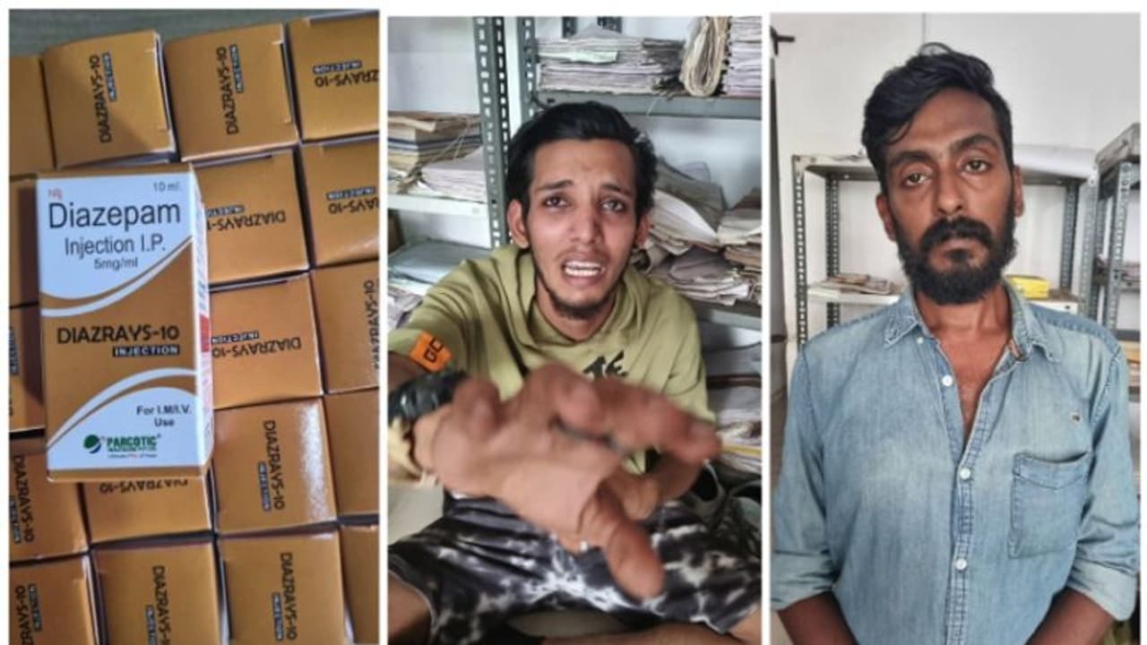 10 മില്ലിക്ക് 1500 രൂപ; കൊറിയർ വഴി മയക്കുമരുന്ന് വിൽപന, 2 പേർ അറസ്റ്റിൽ; പിടിച്ചെടുത്തത് 100 കുപ്പി 10 മില്ലിക്ക് 1500 രൂപ; കൊറിയർ വഴി മയക്കുമരുന്ന് വിൽപന, 2 പേർ അറസ്റ്റിൽ; പിടിച്ചെടുത്തത് 100 കുപ്പി