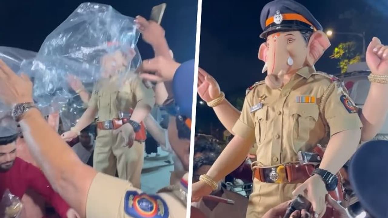 Ganesh Chaturthi 2023: Former Bigg Boss 16 finalist Shiv Thakare trolled for unveiling idol In police uniform Ganesh Chaturthi 2023: Former Bigg Boss 16 finalist Shiv Thakare trolled for unveiling idol In police uniform