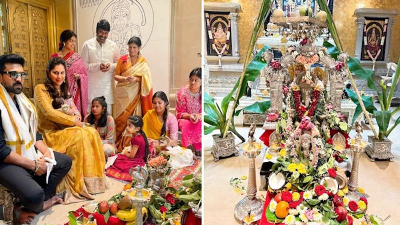 Ganesh Chaturthi 2023: Chiranjeevi celebrates festival with Ram Charan, Upasana and their daughter Klin Kaara Ganesh Chaturthi 2023: Chiranjeevi celebrates festival with Ram Charan, Upasana and their daughter Klin Kaara