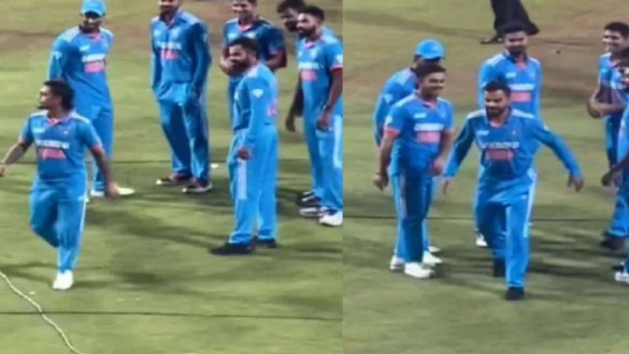 നടത്തവും നോട്ടവുമെല്ലാം അതുതന്നെ! കോലിയെ അനുകരിച്ച് ഇഷാന് കിഷന്; തിരിച്ചടിച്ച് കോലി രസകരമായി വീഡിയോ കാണാം നടത്തവും നോട്ടവുമെല്ലാം അതുതന്നെ! കോലിയെ അനുകരിച്ച് ഇഷാന് കിഷന്; തിരിച്ചടിച്ച് കോലി രസകരമായി വീഡിയോ കാണാം