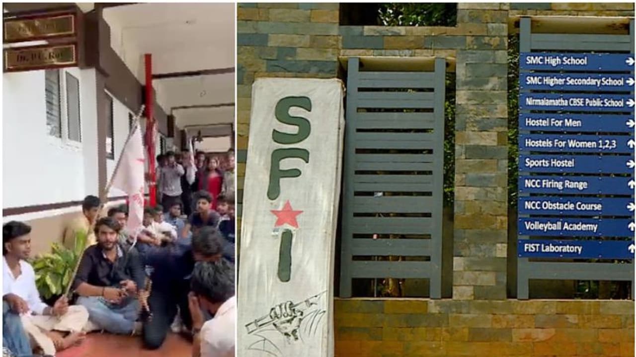 'കിടപ്പ് സമരം', എസ്എഫ്ഐയുടെ നേതൃത്വത്തിൽ എഞ്ചിനിയറിംഗ് കോളേജിൽ വ്യത്യസ്ത പോരാട്ടം; കാരണം 'ഹോസ്റ്റലില്ല'