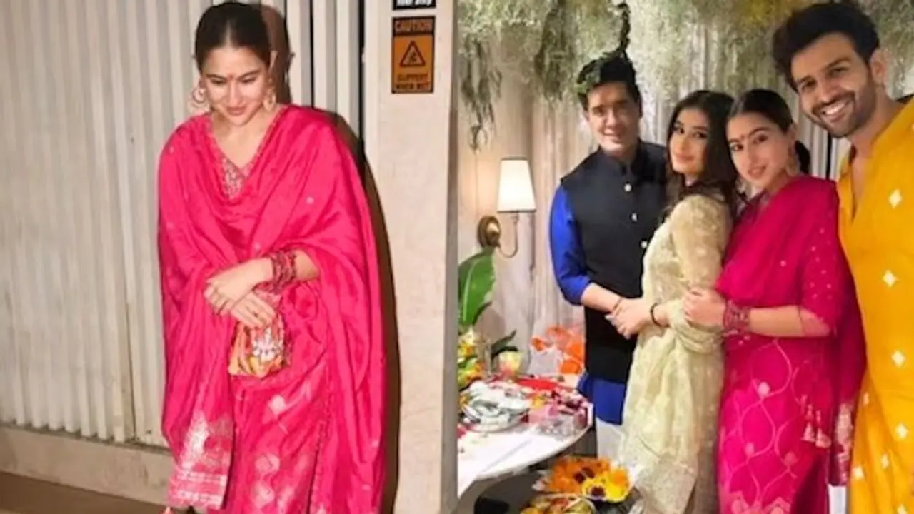 Sara Ali Khan, Kartik Aaryan's happy photos from latter's Ganpati Bappa Darshan spark 'patch up' rumours Sara Ali Khan, Kartik Aaryan's happy photos from latter's Ganpati Bappa Darshan spark 'patch up' rumours