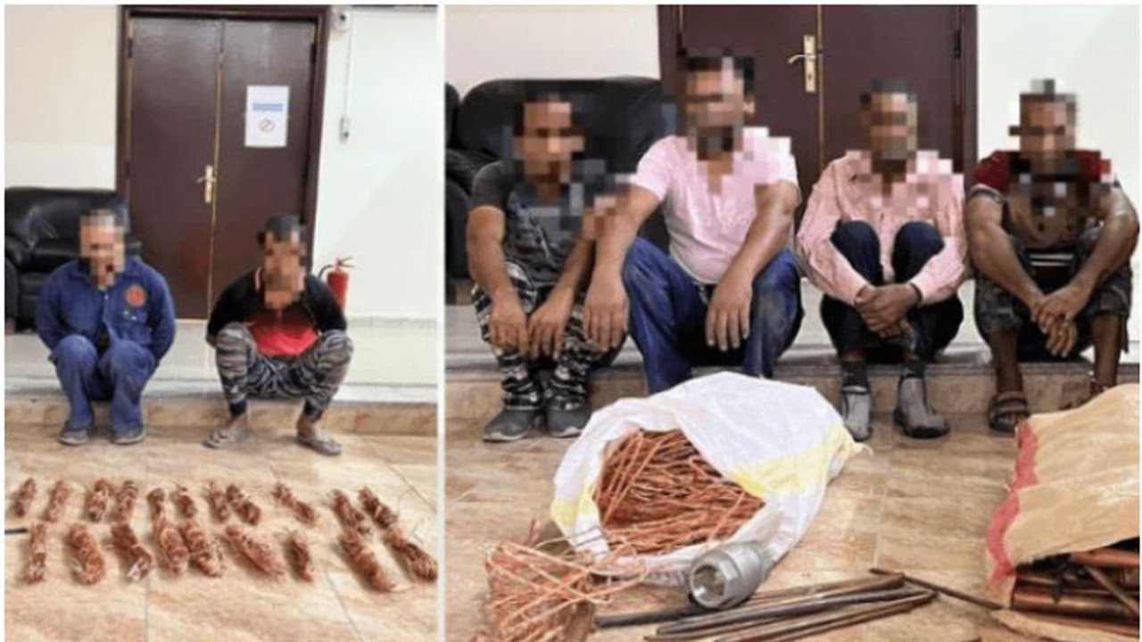 ഇലക്ട്രിക്കല് കേബിളുകള് മോഷ്ടിച്ചു; ഏഴ് പ്രവാസികൾ അറസ്റ്റിൽ ഇലക്ട്രിക്കല് കേബിളുകള് മോഷ്ടിച്ചു; ഏഴ് പ്രവാസികൾ അറസ്റ്റിൽ