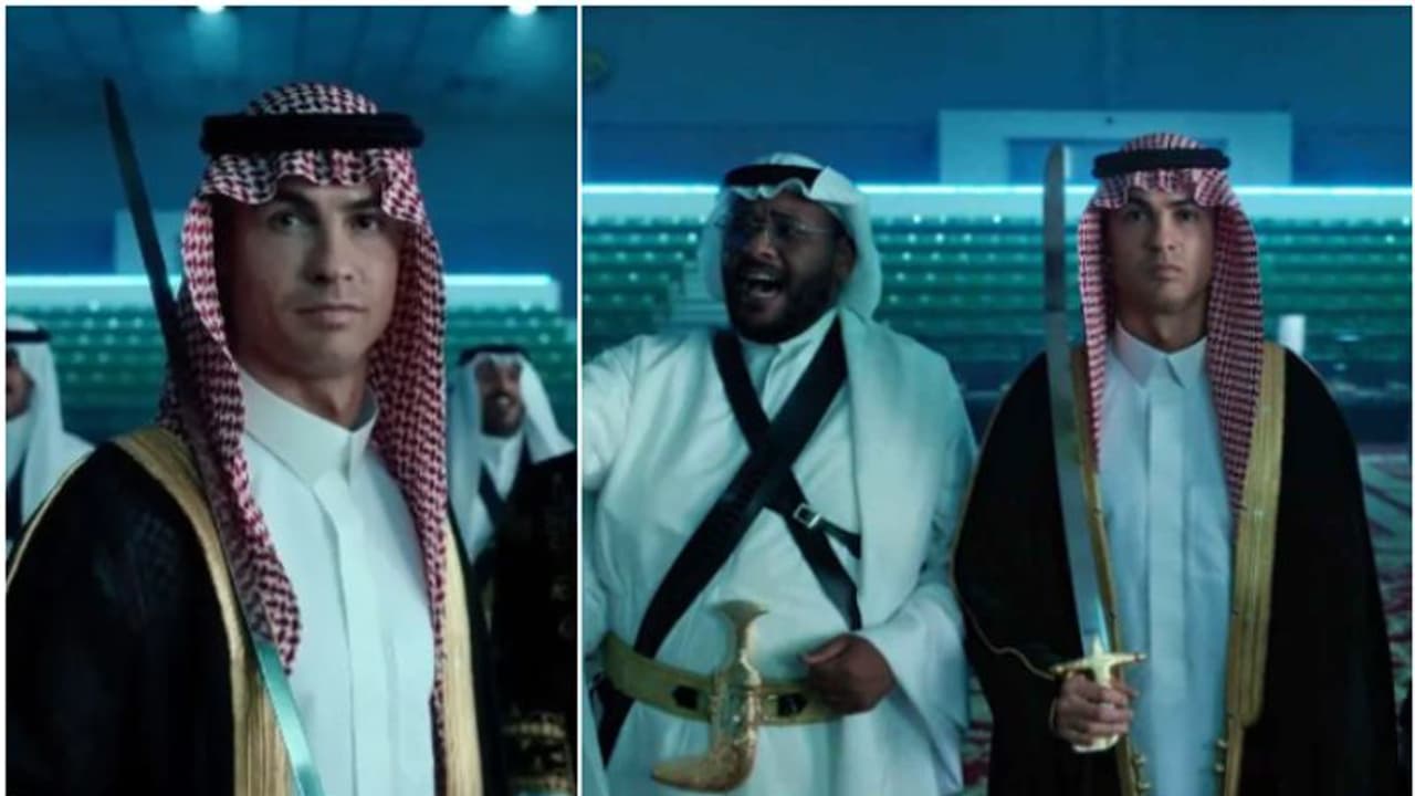 പരമ്പരാഗത സൗദി വസ്ത്രം ധരിച്ച്, കയ്യില് വാളേന്തി സൂപ്പര് താരം ക്രിസ്റ്റ്യാനോ റൊണാള്ഡോ, വൈറല് വീഡിയോ പരമ്പരാഗത സൗദി വസ്ത്രം ധരിച്ച്, കയ്യില് വാളേന്തി സൂപ്പര് താരം ക്രിസ്റ്റ്യാനോ റൊണാള്ഡോ, വൈറല് വീഡിയോ