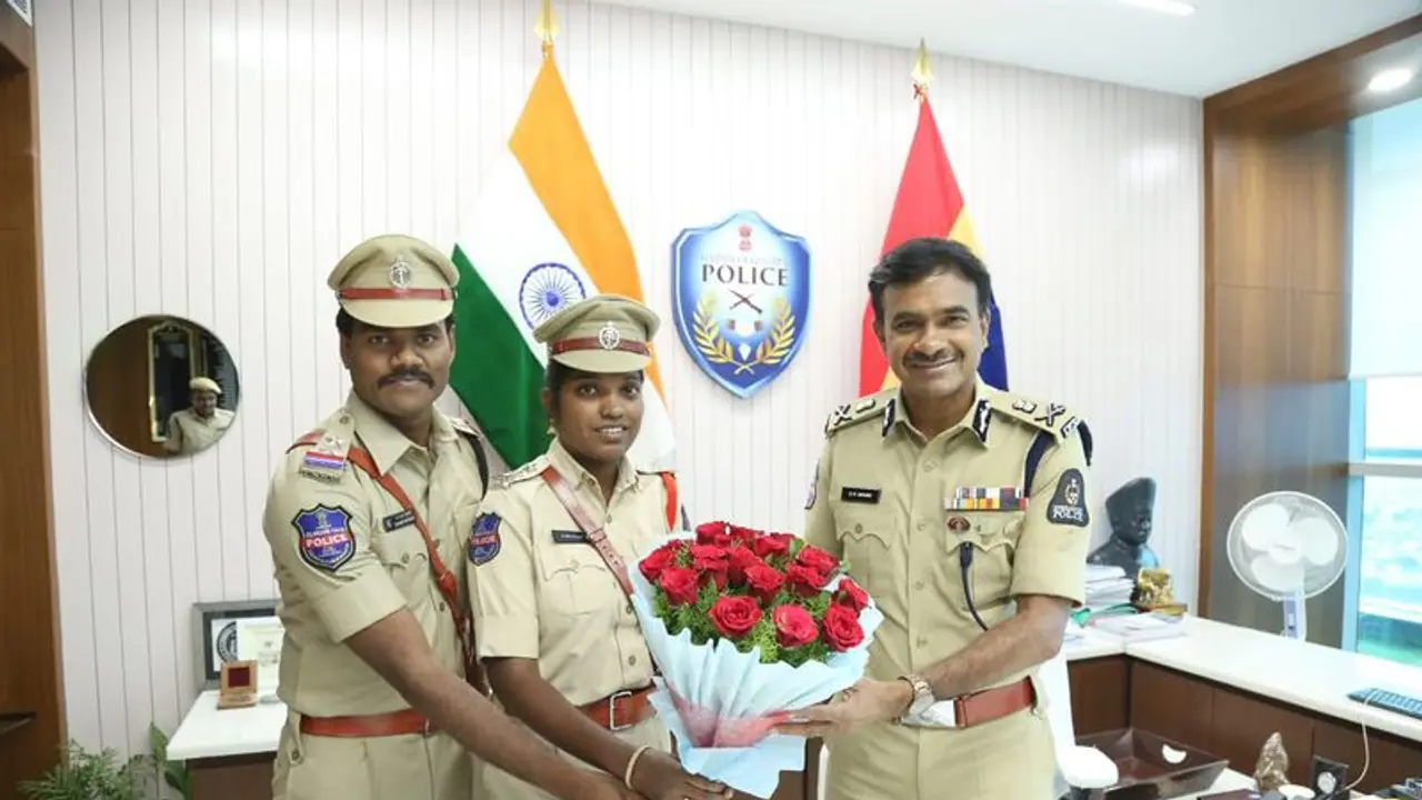 పోలీసుల ప్రీ వెడ్డింగ్ షూట్ వైరల్ : హైదరాబాద్ సీపీని కలిసి క్షమాపణలు చెప్పిన కొత్త జంట 