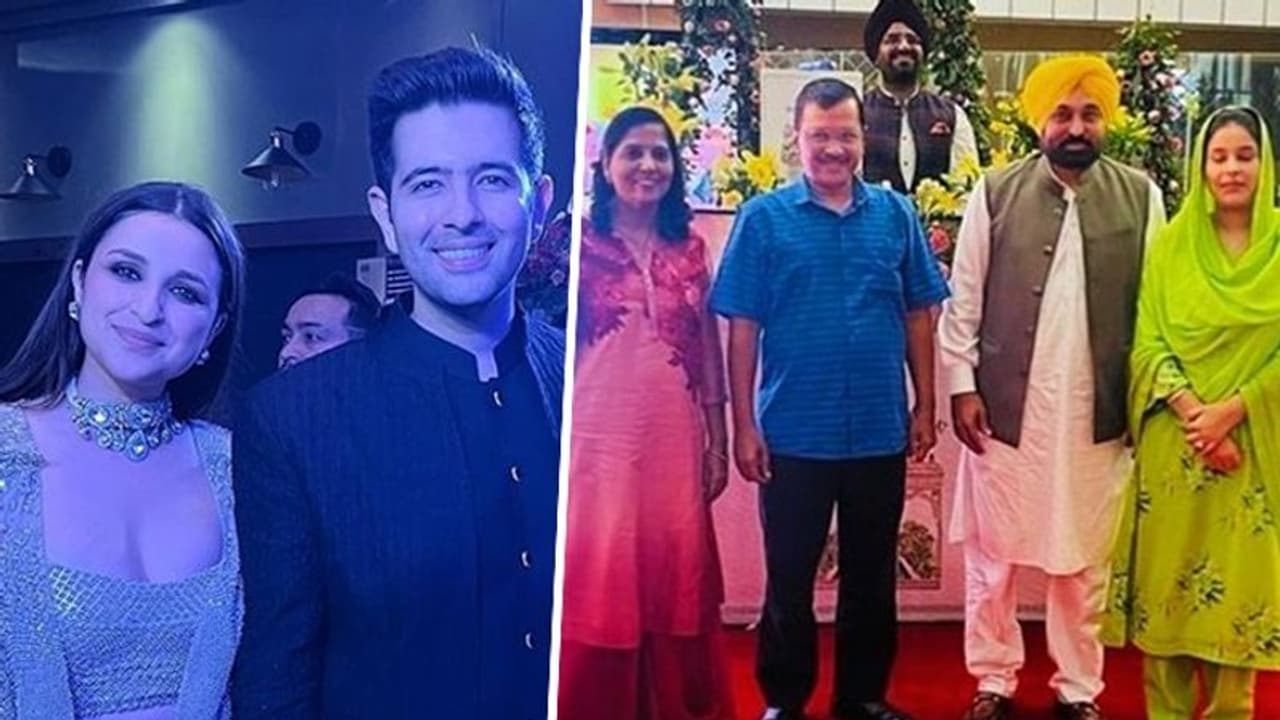 Parineeti Chopra, Raghav Chadha wedding: Kejriwal, Bhagwant Mann grove at couple's sangeet; video goes viral Parineeti Chopra, Raghav Chadha wedding: Kejriwal, Bhagwant Mann grove at couple's sangeet; video goes viral