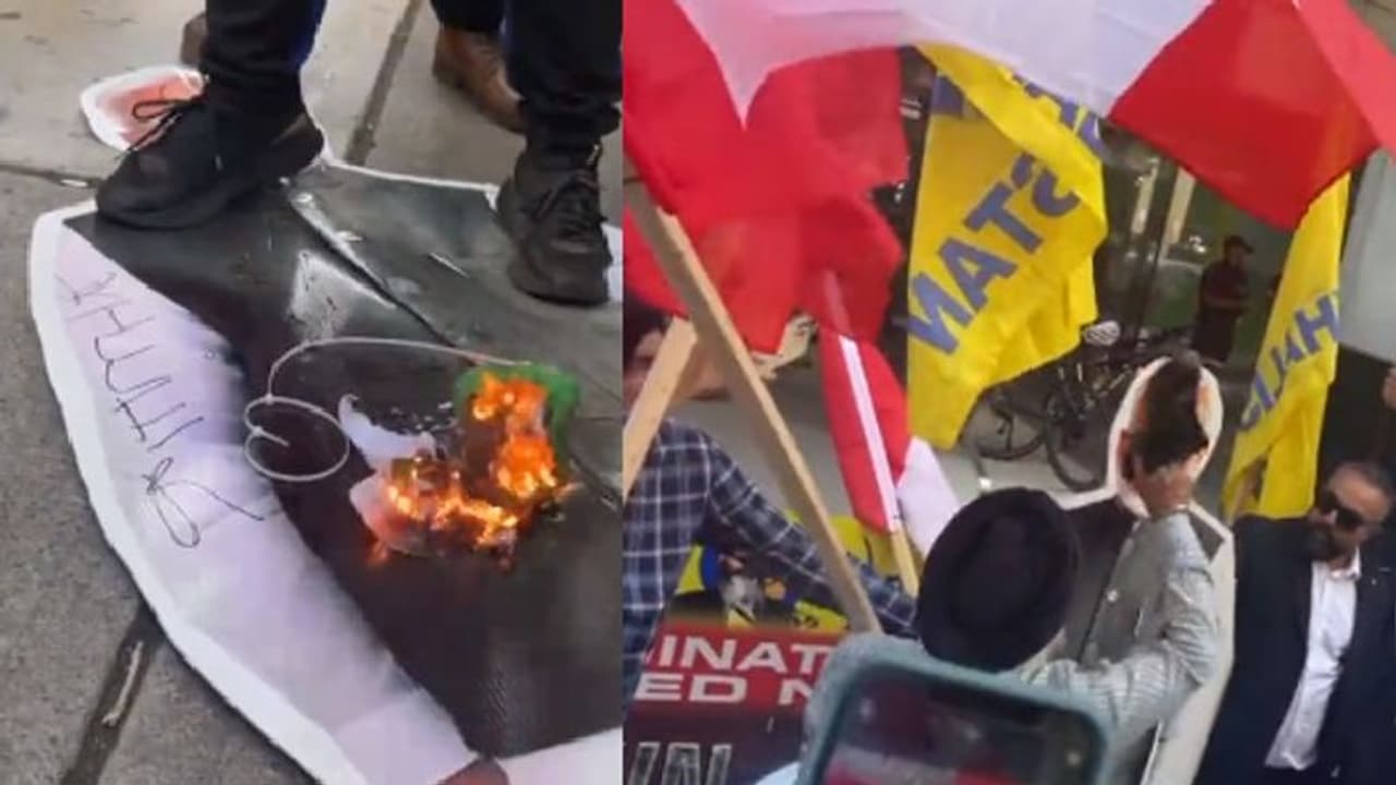 ಭಾರತ ಸರ್ಕಾರ ವಿರುದ್ಧ ಕೆನಡಾದಲ್ಲಿ ಖಲಿಸ್ತಾನಿಗಳ ಪ್ರತಿಭಟನೆ: ಭಾರತದ ಧ್ವಜ, ಮೋದಿ ಫೋಟೋಕ್ಕೆ ಬೆಂಕಿ