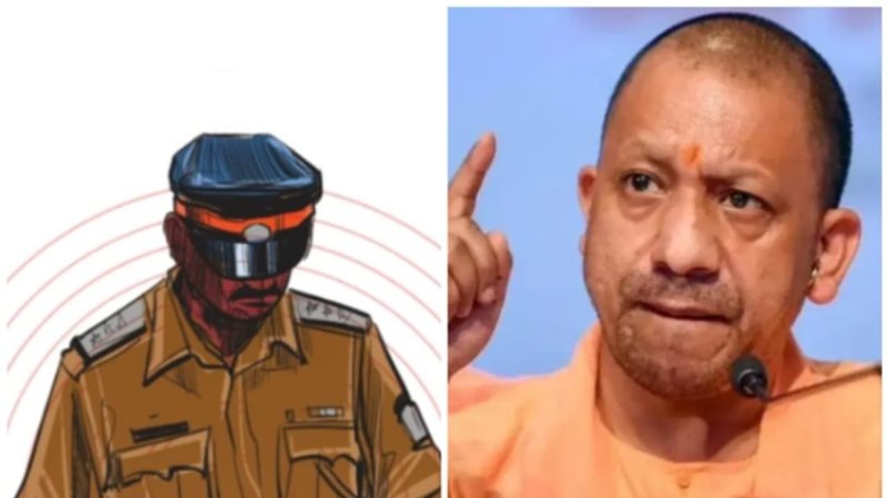 "ഇത് യുപിയാണ്, നിയമം എല്ലാവര്‍ക്കും ഒരുപോലെ.." കാറില്‍ സ്റ്റിക്കറൊട്ടിച്ച ഇൻസ്‍പെക്ടര്‍ക്ക് എട്ടിന്‍റെ പണി!